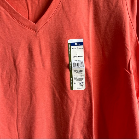 Terra & Sky Women's Plus Core V-Neck Short Sleeve Tee Size 1X (16W-18W) Orange - Picture 10 of 12